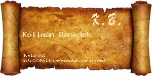 Kollman Benedek névjegykártya